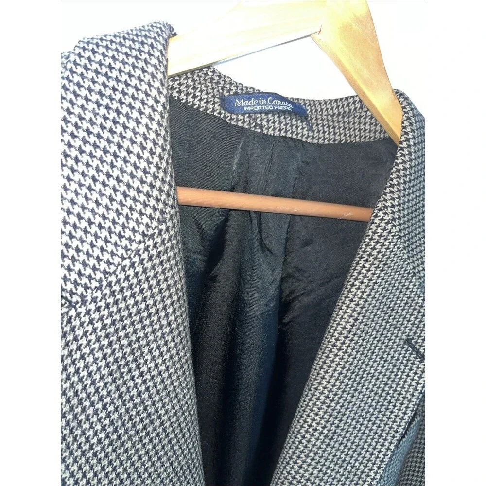 Vintage Brandini Men’s Blazer 100% Pure Wool Brown Houndstooth Plaid Office 43R